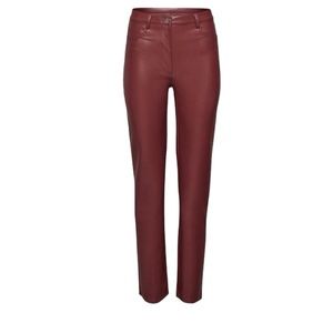 Wilfred By Aritzia Melina Faux Leather Pants in Garnet Red